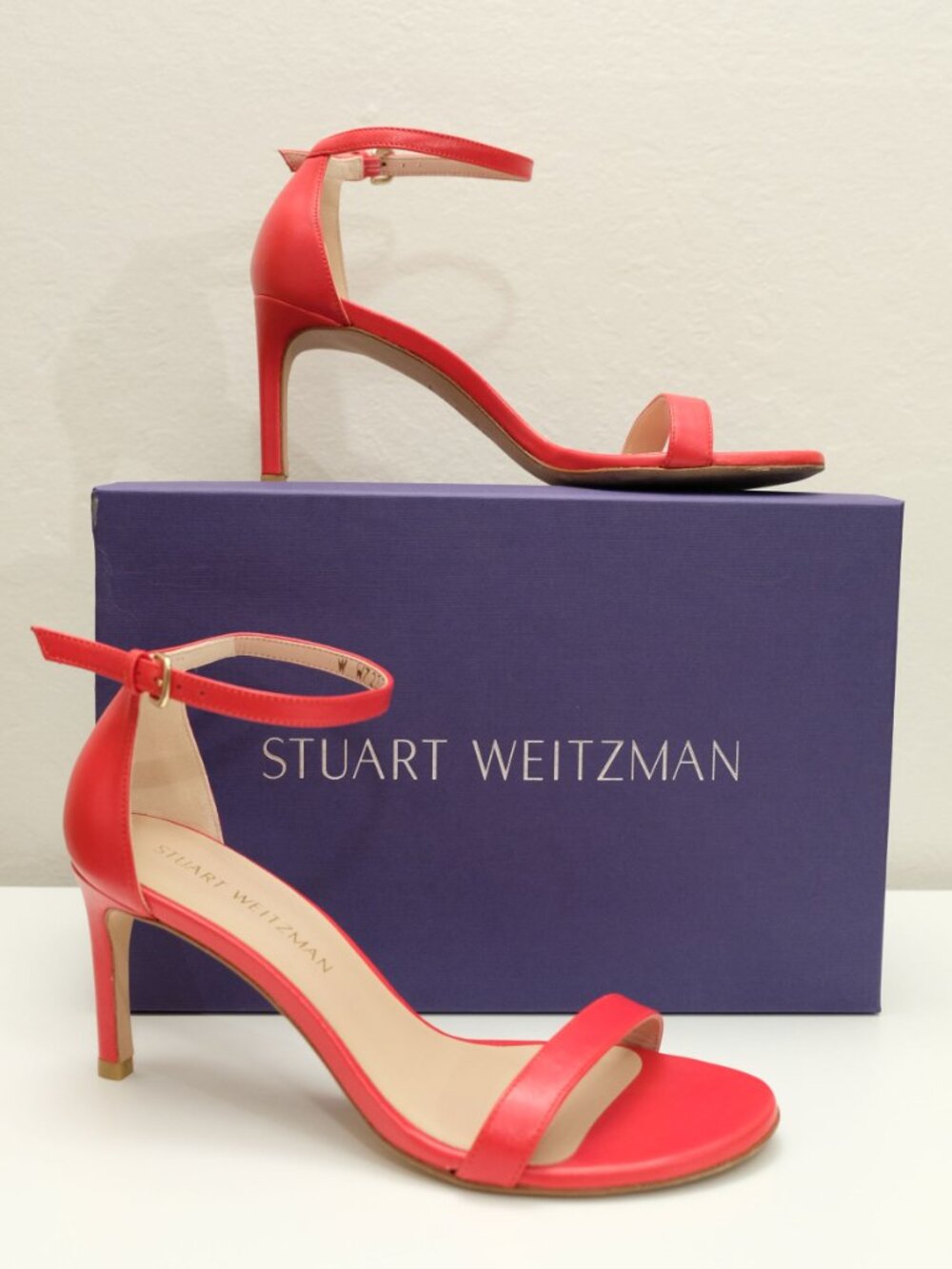Stuart Weitzman Stilettos Nappa Leather, Nudist line Red Size 7.5 Excellent